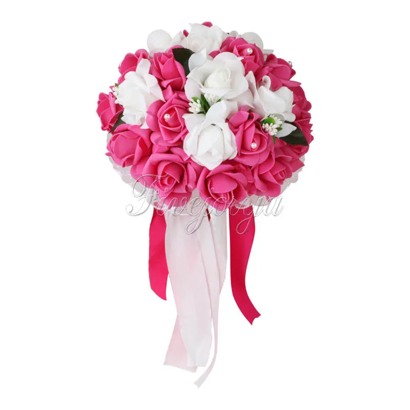 Букет из искусственных шелковых роз Свадебный букет невесты с натуральным