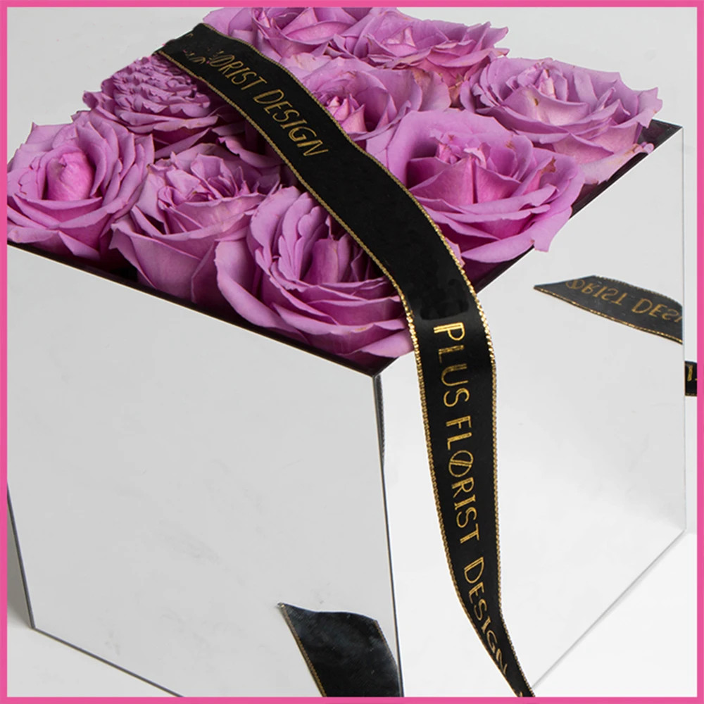 Акриловая Цветочная коробка с зеркалами 9 отверстий квадратная Светоотражающая