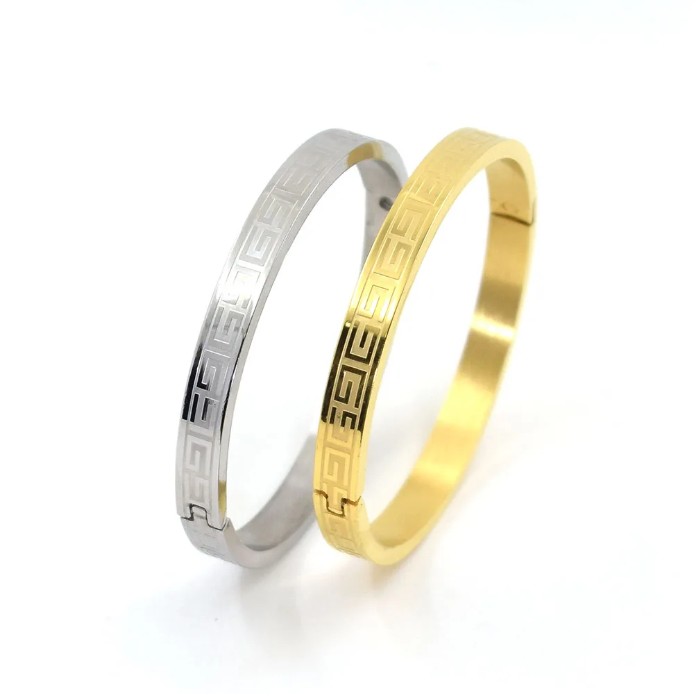 Высококачественные серебряные золотые браслеты из нержавеющей стали для
