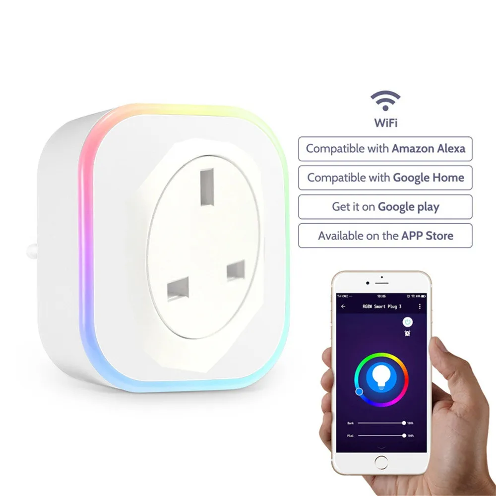 EPULA New LED Light Smart Plug Wifi Socket Voice Remote Control with Echo Alexa Google Home UK | Электроника