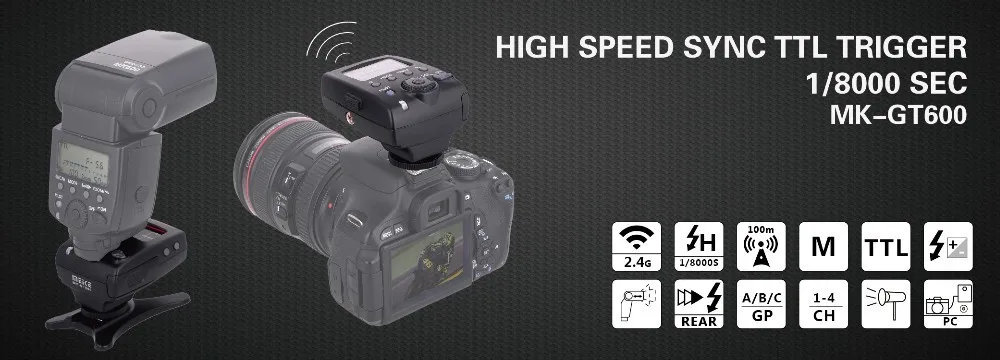 Meike MK-GT600N MK GT600 2,4G Беспроводной 1/8000s HSS ttl вспышка триггера для Nikon D7100 D7000 D5100 D5000 D5200 D90 D70