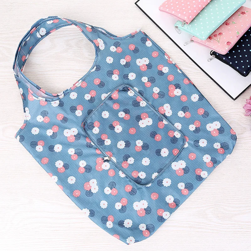 New Foldable Shopping Bags Reusable Folding Grocery Oxford Eco Tote Bag Waterproof Large Capacity Zipper Pouch | Багаж и сумки