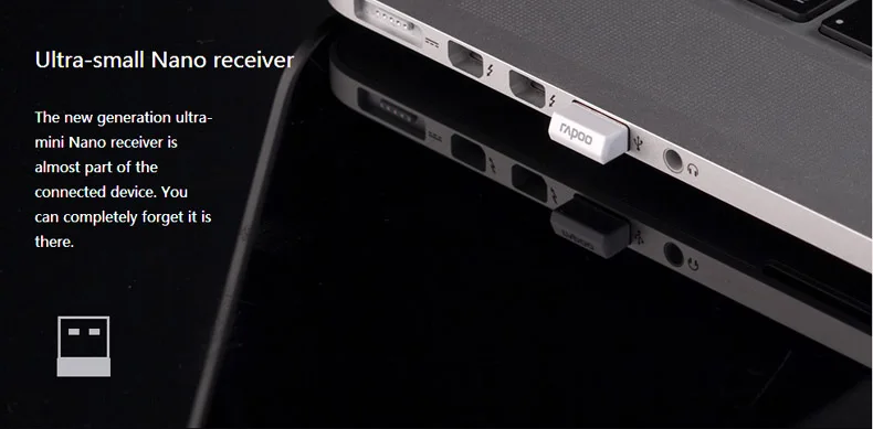 Rapoo 9300 P/9300 M 4,9 мм ультра тонкий портативный бесшумный беспроводной комплект клавиатура и мышь