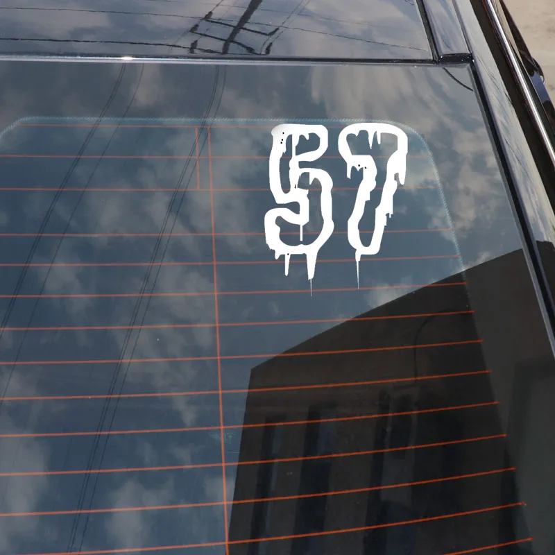 

YJZT 12.8CM*15.5CM Personality Number 57 Vinyl High-quality Car Sticker Decal Black/Silver Accessories C11-0801