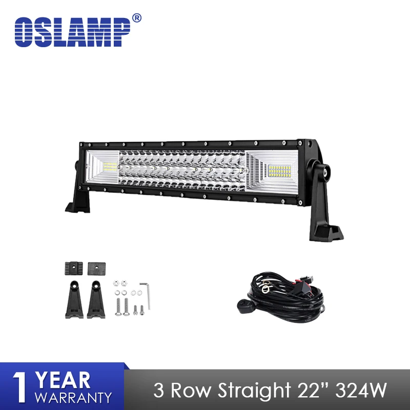 Oslamp 3 ряда 2" 324 Вт светодиодный световой бар прямой комбинированный луч светодиодный рабочий свет для 4x4 грузовика ATV трейлер автомобильная фара дальнего света внедорожника