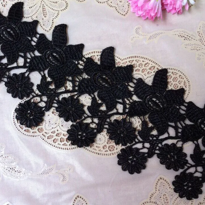 

10 ярдов/партия, высокое качество, ширина 10 см, черная Водорастворимая тесемка шнурка полиэфира, ручная работа, кружевная отделка, аксессуары...