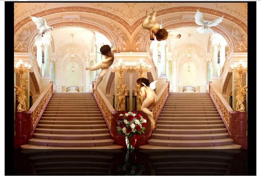 Индивидуальные 3d фото обои ТВ фрески Европейский тип лестницы Ангел установка