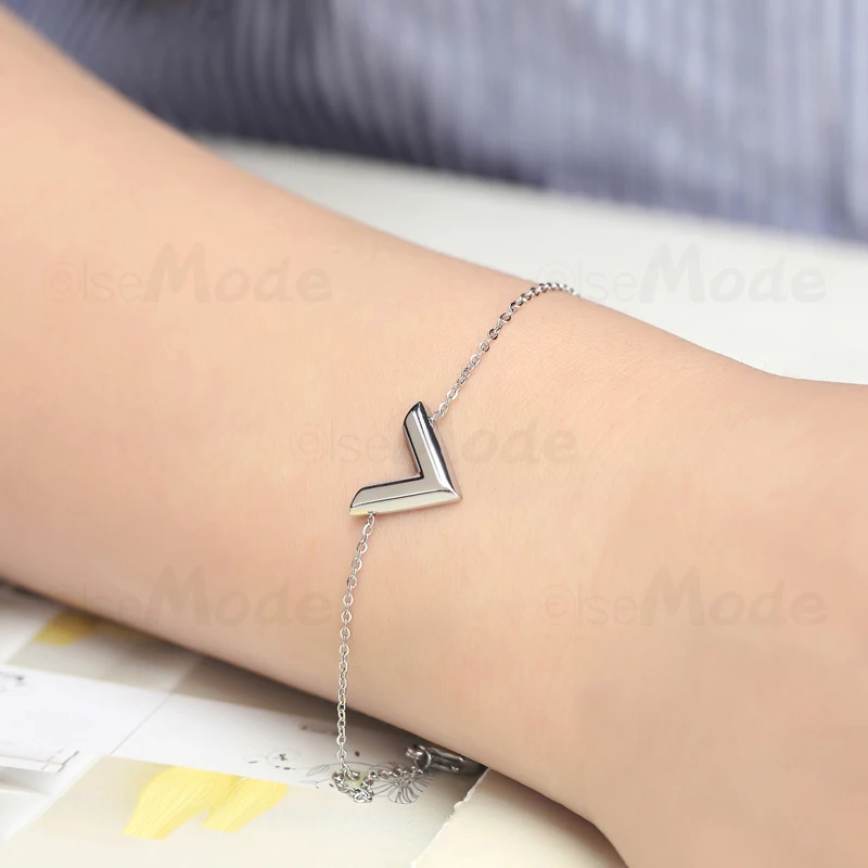 Женский браслет ELSEMODE Tiny V Initial из нержавеющей стали 316L золотистого и серебряного