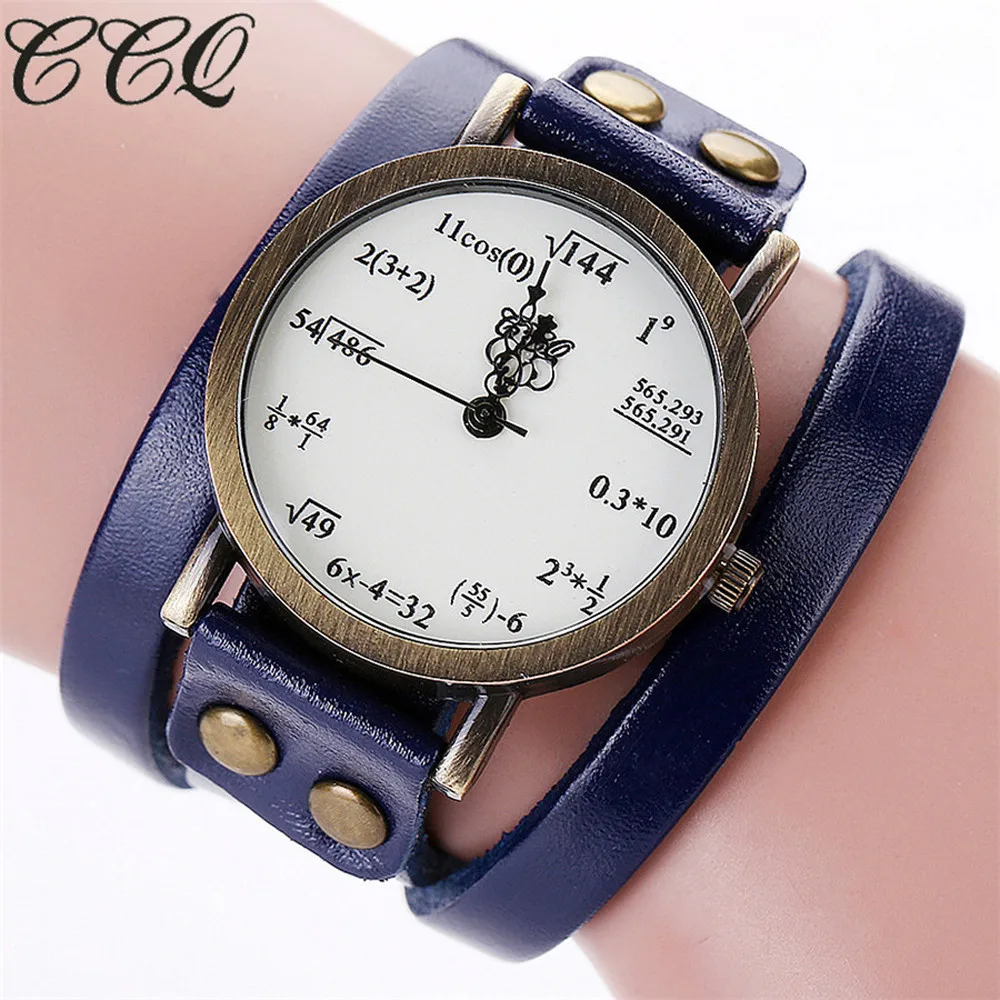 Женские Аналоговые кварцевые часы CCQ винтажные с математическим рисунком и