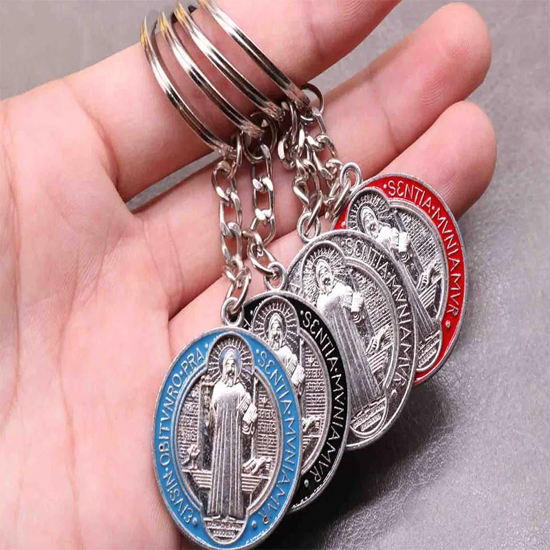 Religious Key Chain Round Saint Benedict Medal Cross Jewelry Christmas Gift | Украшения и аксессуары