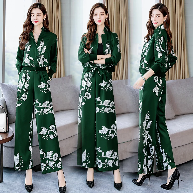 Fashion New 2019 Women 2 Piece Set Suit Female Long Sleeve heart printing Work Clothes Trousers Autumn Suits H014 | Женская одежда