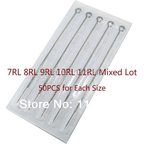 

250PCS Mixed Lot Disposable Sterilized Tattoo Needles Stainless Steel tattoo needle 7RL 8RL 9RL 10RL 11RL Round Liner