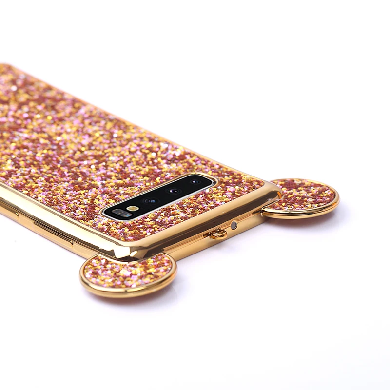 Мягкий силиконовый чехол с блестящими ушками животных для samsung Galaxy S10E S10 Lite samsung S8 S9 Plus S7 S6 Edge