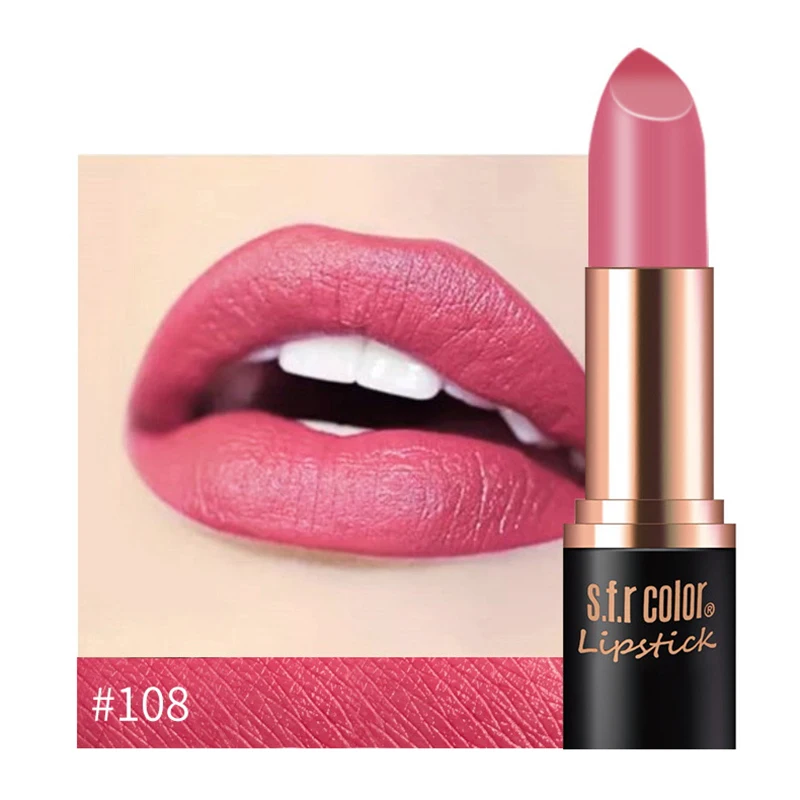 108 New Matte Lipstick 12color Easy To Wear Waterproof Long-lasting Matte Lip Gloss Lipstick Lady Sexy Lipstick Lip Balm TSLM2 - Color: 108