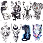 Маленькие черные китайские тату-наклейки с лосями дракона, водостойкие тату-наклейки с красивой русалочкой для женщин, тату для шеи, боди-рук, художественные татуировки для мужчин