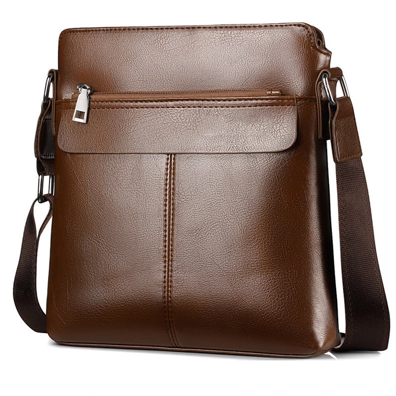 Light Brown Мужской деловой портфель из искусственной кожи, Сумка через плечо для ноутбука - Цвет: Light Brown