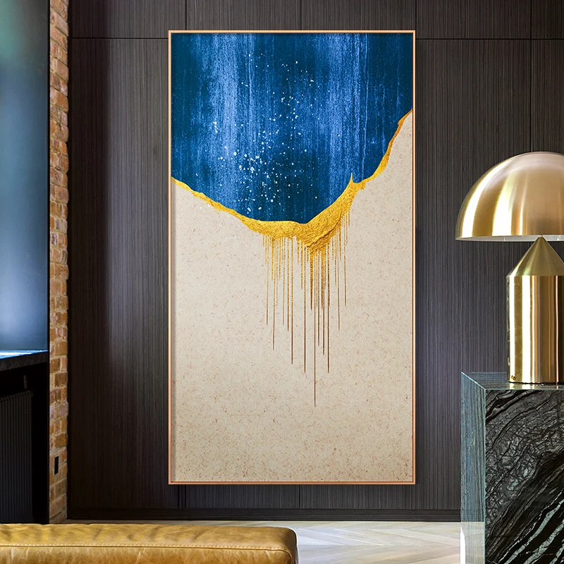 Абстрактный поток цвет синий n Белый стиль рисования на холсте Плакаты печати для