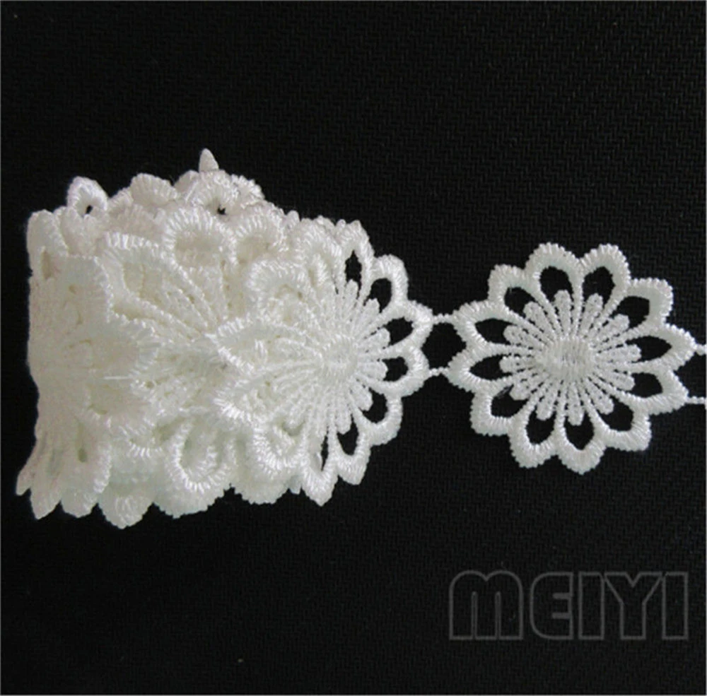 Белая Полиэстеровая Цветочная кружевная отделка по краям 2 м 43 мм ленточная ткань