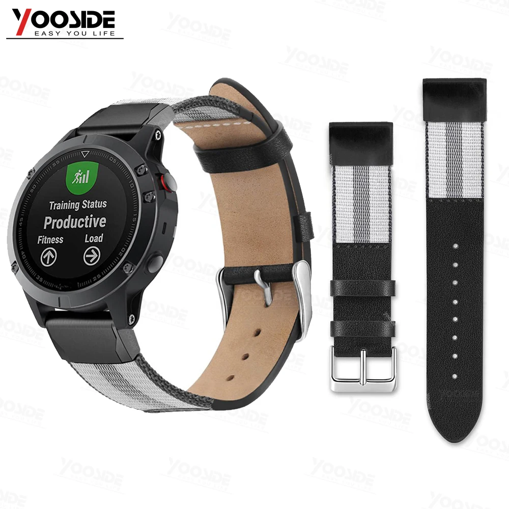 Металлический ремешок для часов Quick Fit 26 мм/22 мм из натуральной кожи и нейлона для Garmin Fenix 5X/Fenix 3/D2/Fenix 5