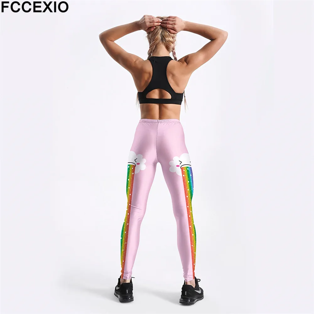 FCCEXIO новые леггинсы для тренировок фитнеса с высокой талией милые объемным