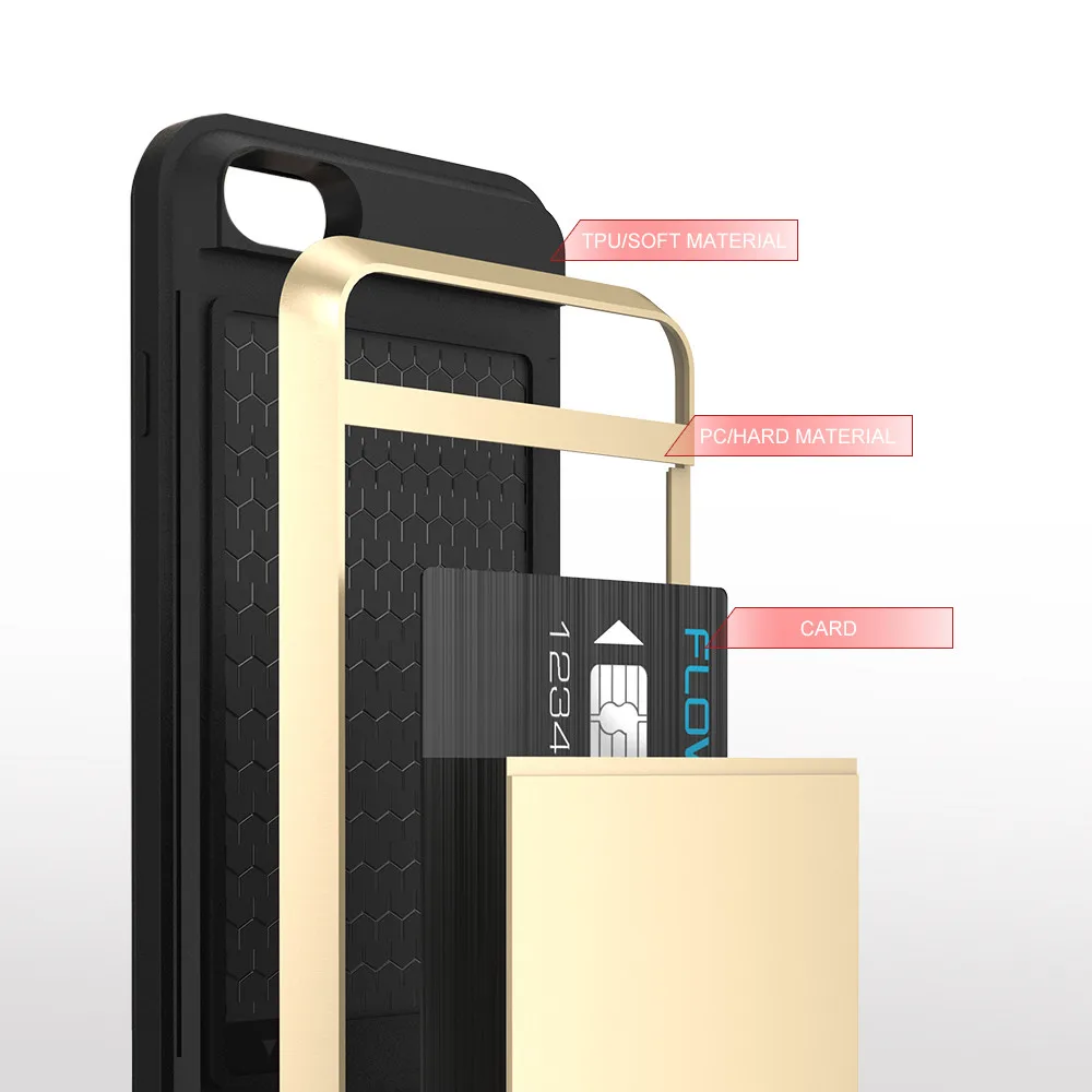 KISSCASE For iPhone 8 7 Plus Case PC Armor Cover Card Holder Phone Bag 6 6s 5 5s XS MAX XR X Fundas |