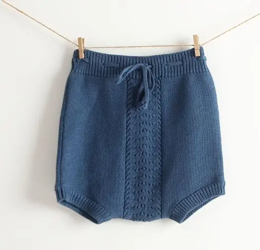 Blue shorts Вязаные комплекты одежды для девочек от 0 до 24 месяцев вязаный костюм из чистого хлопка куртка с длинными рукавами и шорты Одежда для девочек из двух предметов комплекты одежды для девочек - Цвет: Blue shorts