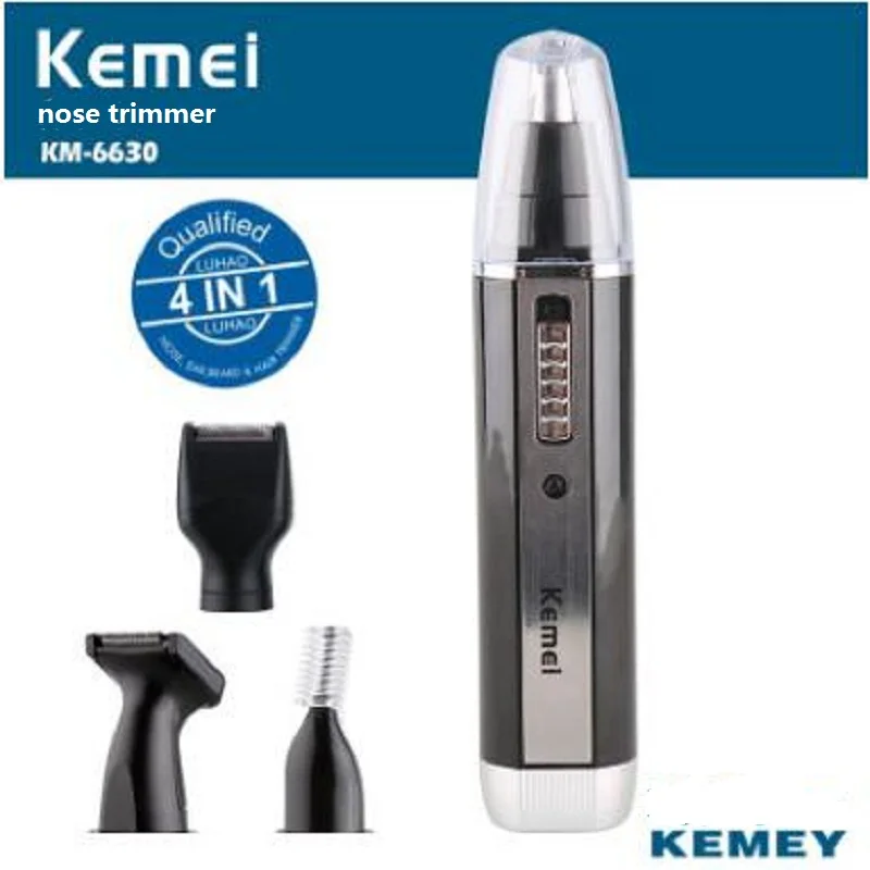 Kemei KM-6630 4 в 1 профессиональный электрический перезаряжаемый триммер для волос в носу и ушах триммер для волос для лица с отворотом для мужчин