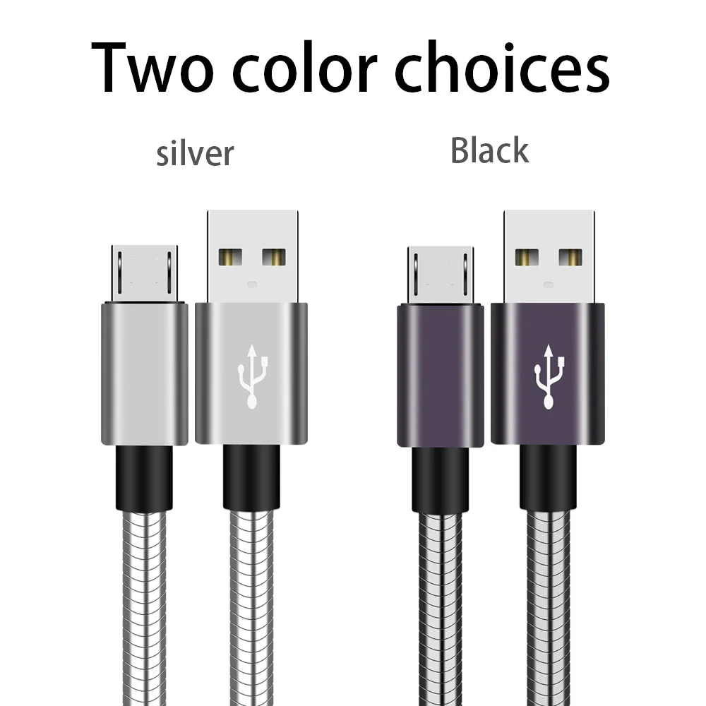 100 шт./лот max 2A V8 micro usb кабели металлический пружинный кабель для быстрой зарядки