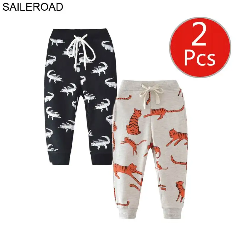 SAILEROAD 2 шт. Мультфильм Обнимаю Меня Брюки Динозавров Дети Мальчики Осень Одежда Дети 7 Лет Дети Спортивные Штаны Теплые Брюки для Брюки Мальчик - Цвет: 7039 7052 photo