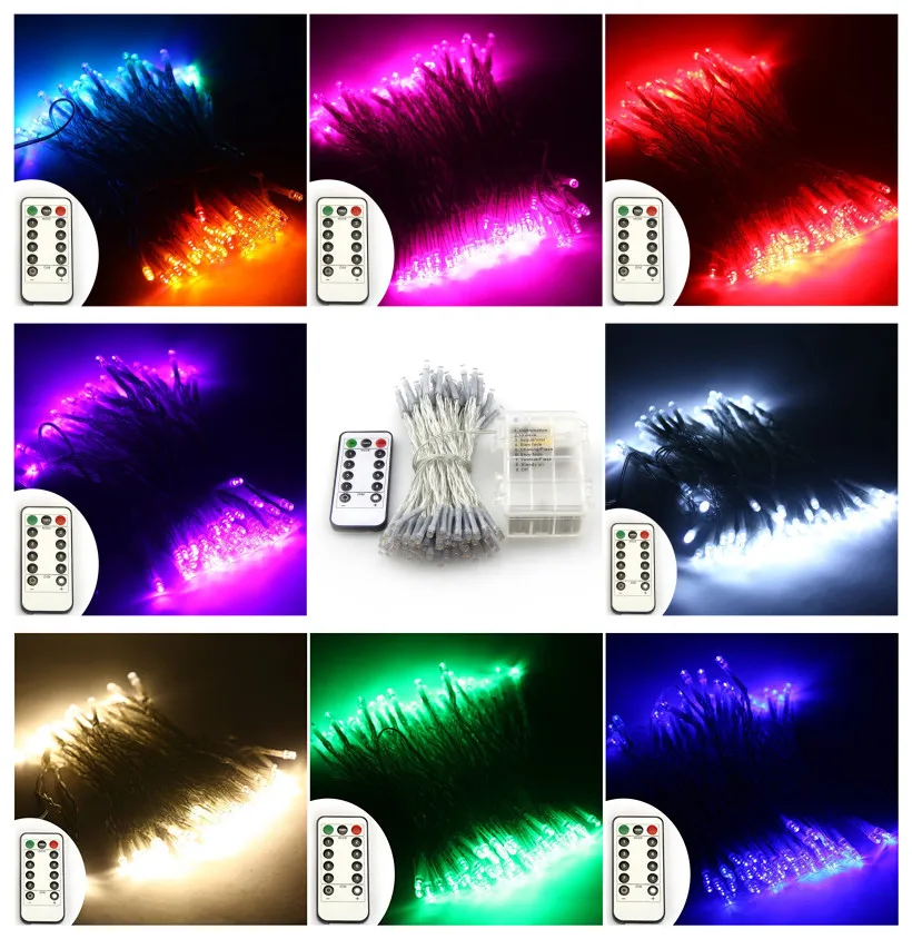 5 шт./лот Дистанционное управление 33ft 100 светодиодов теплый/белый/RGB Строка Огни