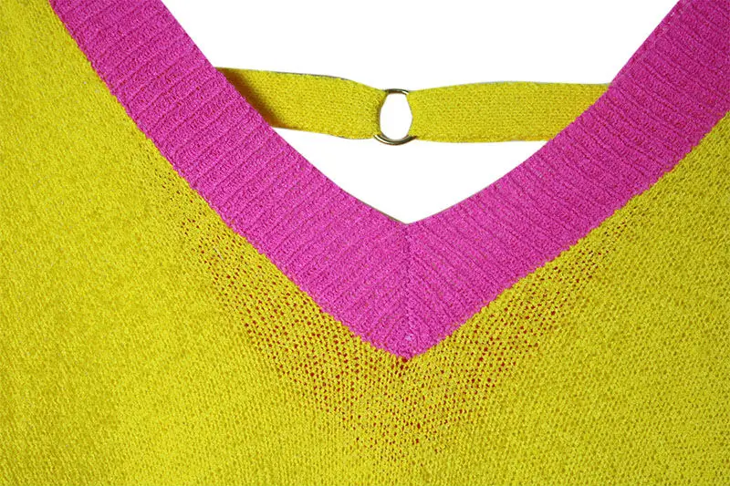 2017 Осень Новая мода Глубокий V образным вырезом вязаный женский свитер