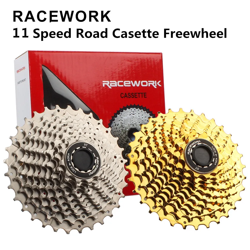 

Шоссейный велосипед RACEWORK, 11 скоростей, в коробке, маховик, обгонная муфта 11s 28T 32T, золотистый, серебристый