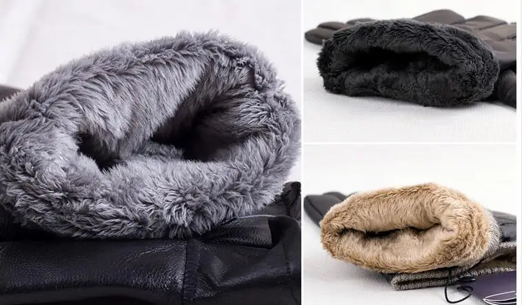 Осенне зимние мужские перчатки из натуральной кожи искусственной овчины|Мужские