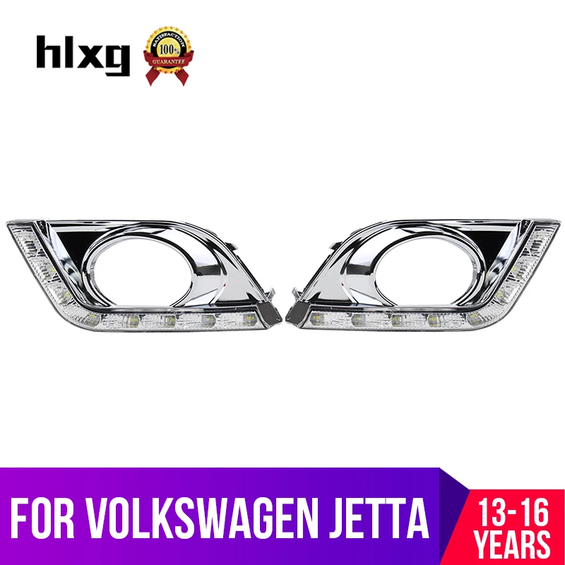 Hlxg DRL светодиодный дневные ходовые огни для Volkswagen Jetta 2013 2016 желтый токарный