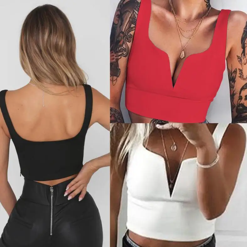 

New Summer Tank Top women slim V-neck sexy camisole high color large size vest short Top female short strap beachwear Sling Top