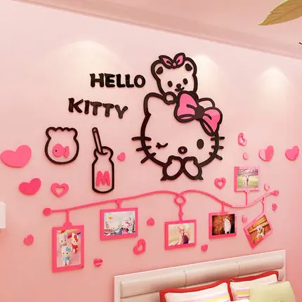 Акриловые детские 3D наклейки Hello kitty обои для детской комнаты | Дом и сад