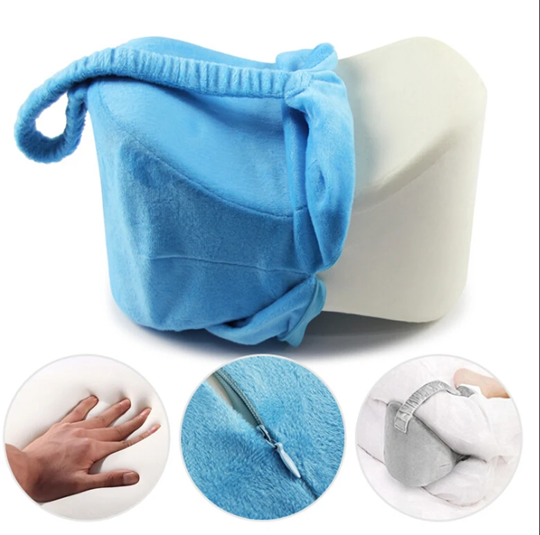 Синий Memory Foam Knee Pillow Leg Cushions Side Sleeper Body Pillows Travel Under Knee Sleeping Gear Sciatica Pain Relief Back Support - Цвет: Синий
