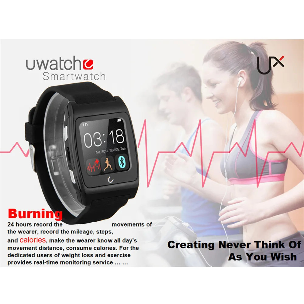 New ! Brand UX Bluetooth Smart Watch SmartWatch Anti-lost/Messages/Calls/Heart Rate/Remote Control/Pedometer for android and ios |