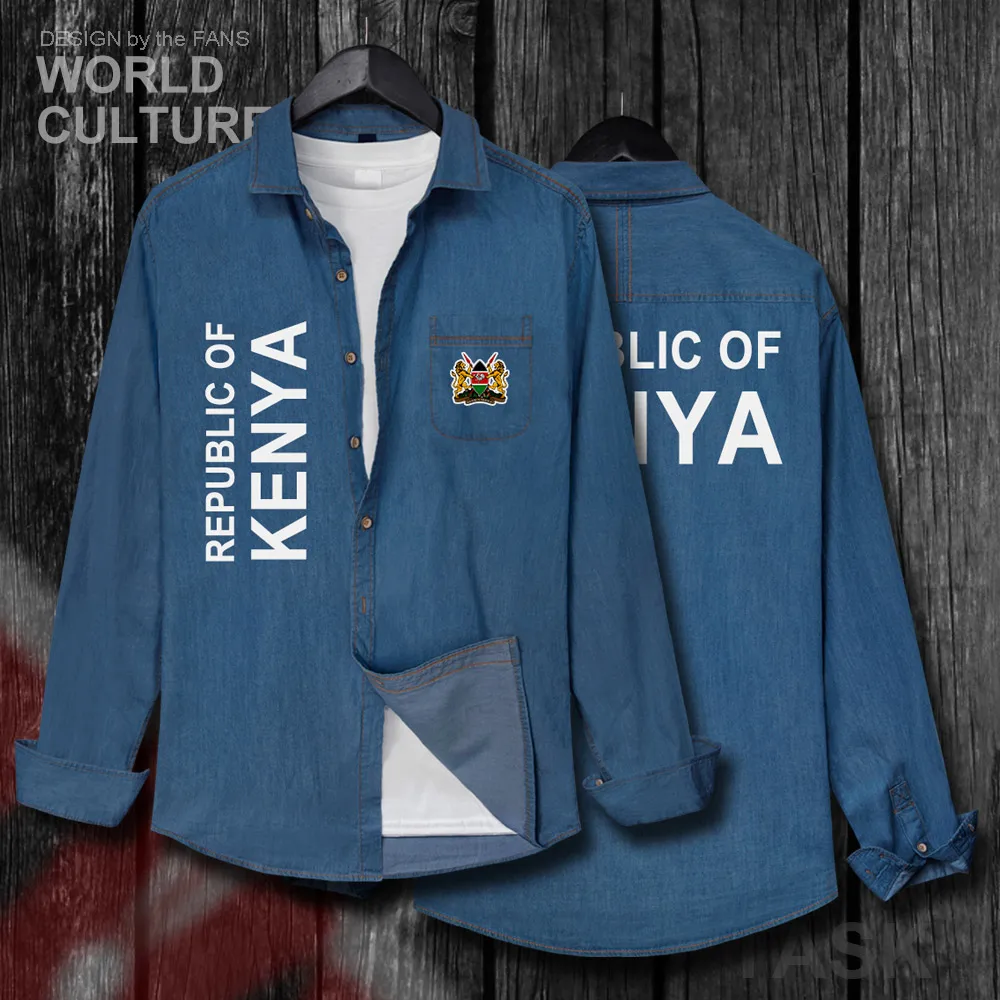 

Republic of Kenya Kenyan KEN Tops Men Clothes Autumn Fashion Jacket Turn-down Collar Jeans Shirt Long Sleeve Cowboy Coat New 20