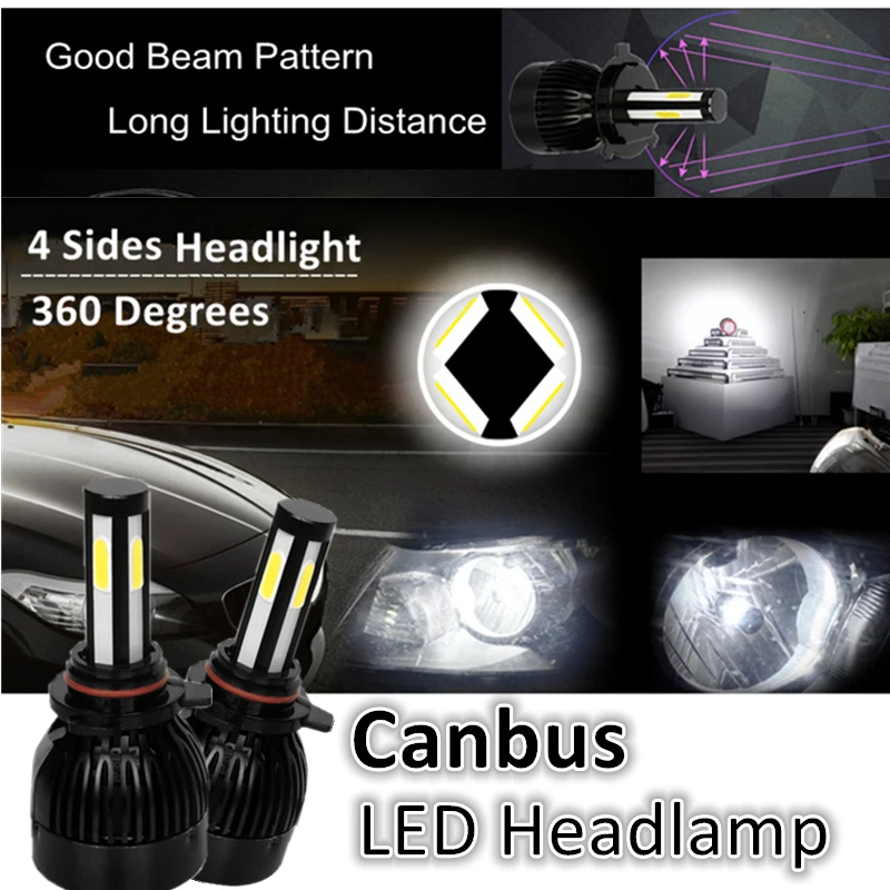 YHKOMS H11 LED H4 H8 H1 H13 880 881 H27 9005 HB3 9006 HB4 9004 9007 D1S D2S D4S светодиодные фары лампы Cabus без