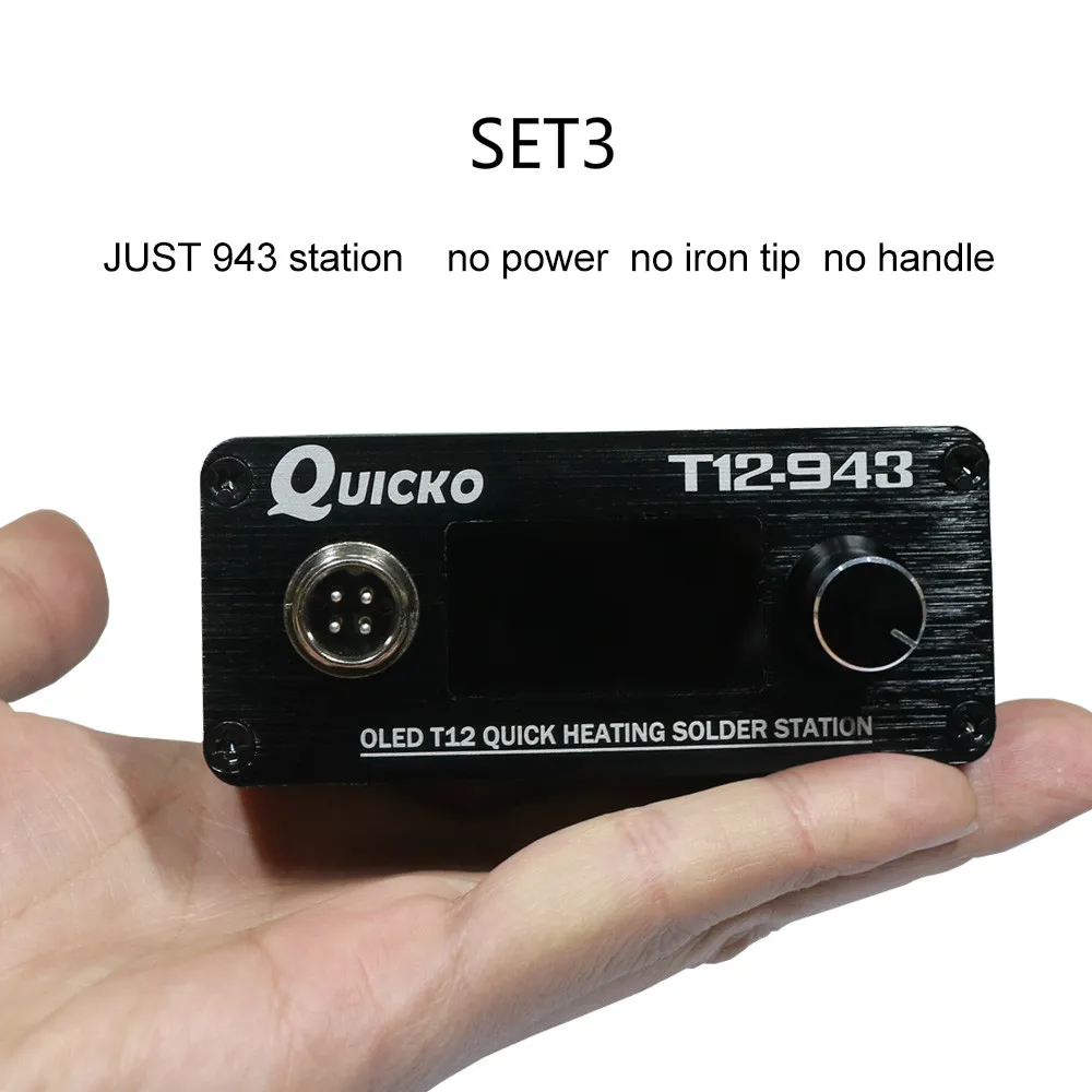 943-Juststation Мини T12-943 OLED-STM32 1,3 дюймов цифровой дисплей паяльная станция с DC24V3A US/EU источник питания и металлической ручкой и K наконечником - Цвет: 943-Juststation