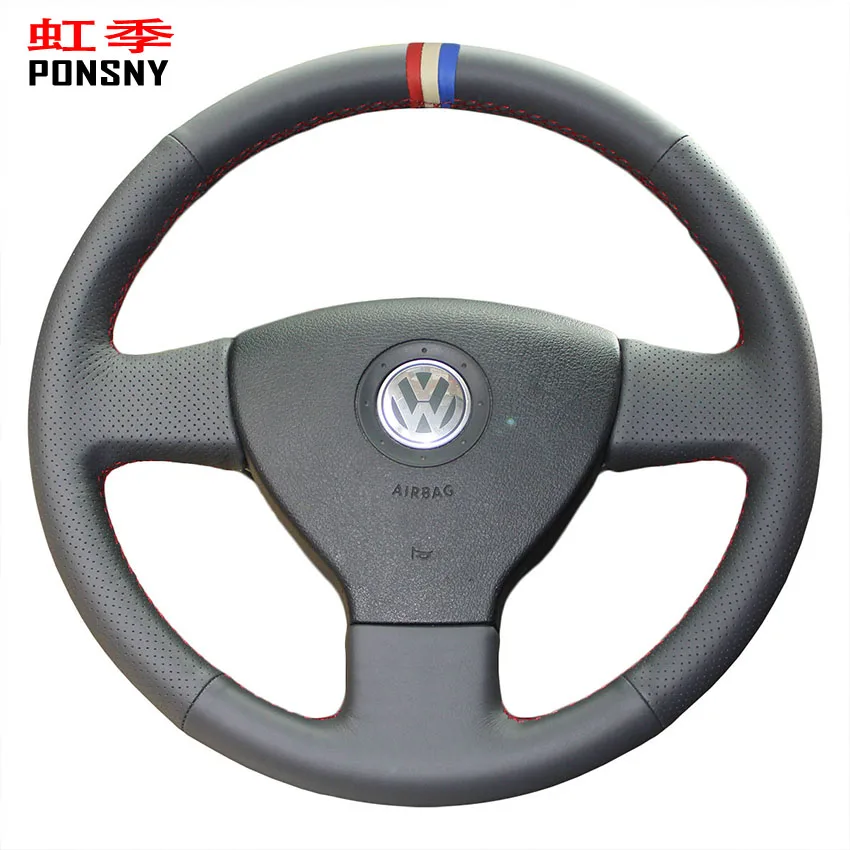 PONSNY искусственная кожа для Volkswagen СТАРЫЙ VW Golf Polo Sagitar Lavida 2010 черный|Чехлы на руль| |