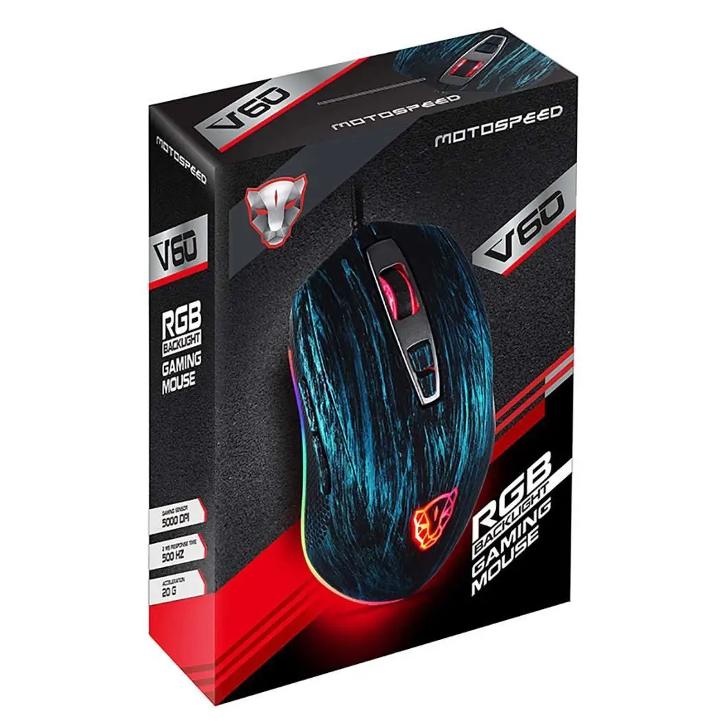 MOTOSPEED V60 E-sports игровая Проводная оригинальная фазовая игра 1x мышь 100IPS IC 2 ms 20g Physics