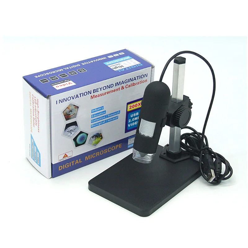 1-50x 200X USB цифровой микроскоп + держатель 8-LED эндоскоп с измерительным программным