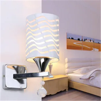 Лидер продаж белый ПВХ + K9 кристалл настенный светильник спальня LED Декор стен