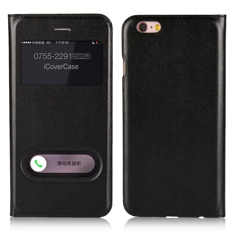 Чехол книжка для iPhone 6 6S Plus чехол телефона с окошком откидной крышкой Etui Coque Hoesjes