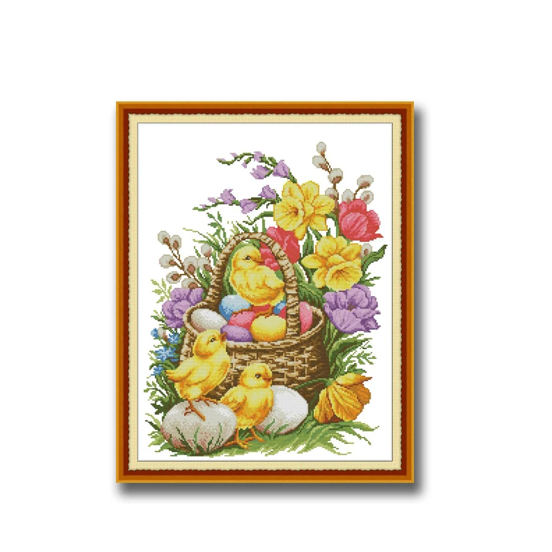 Chickens and flowers animal decor painting dmc 14CT 11CT counted cross stitch kits embroidery sets Needlework Sets Home | Дом и сад