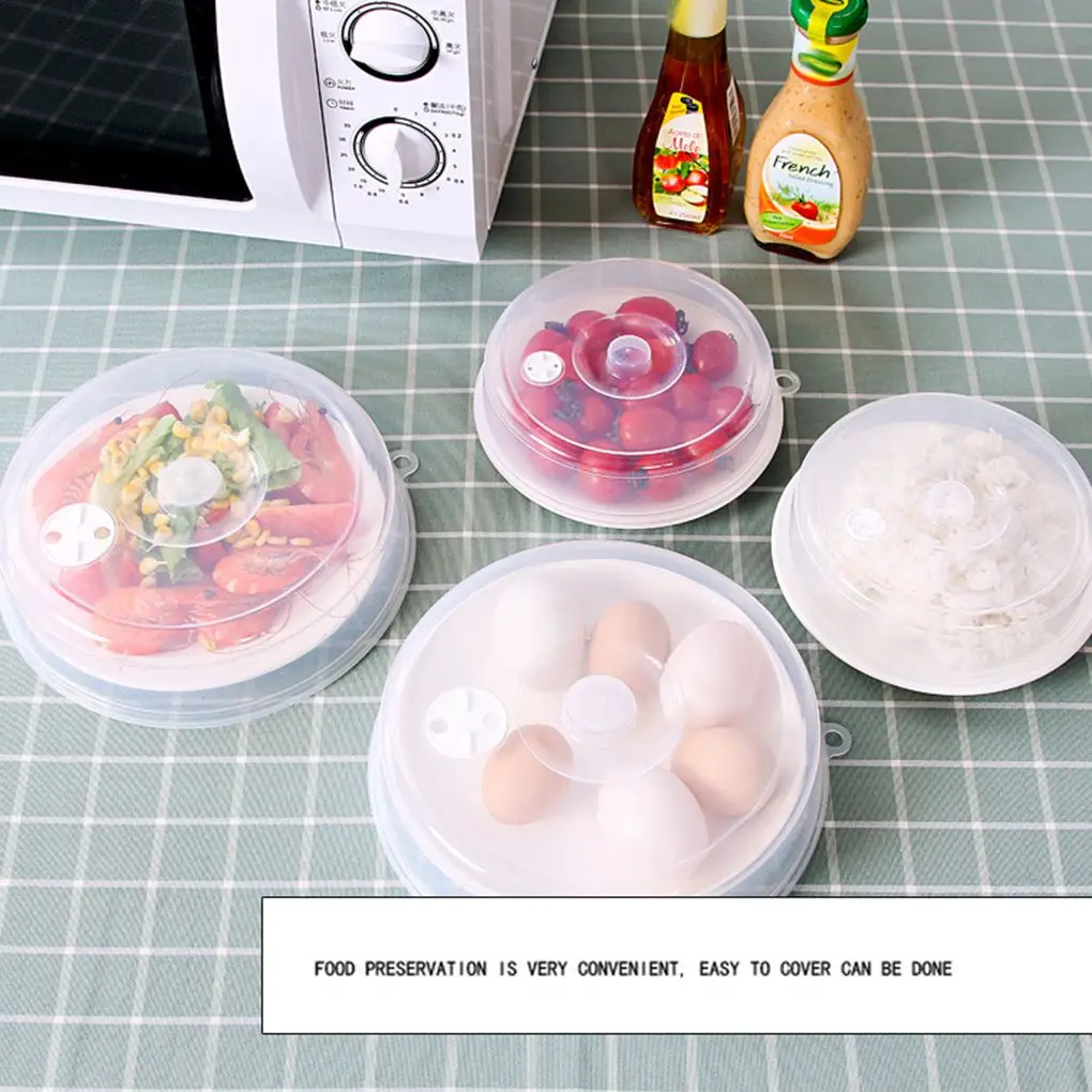 Plate Cover Anti-Splatter Lid for Microwave with Steam Vent Bowl Food Protection Dome Plastic