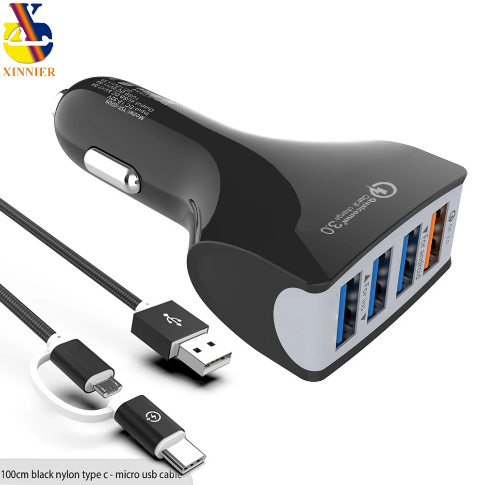 4 USB Автомобильное зарядное устройство Быстрая зарядка 3 0 мобильный телефон QC