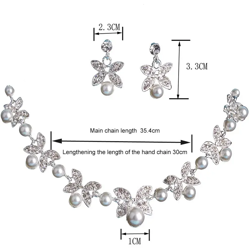Women Lady Necklace Earrings Kit Crystal Pearl Beads Butterflies Party Wedding Bridal Jewelry Set Gift M8694 | Украшения и